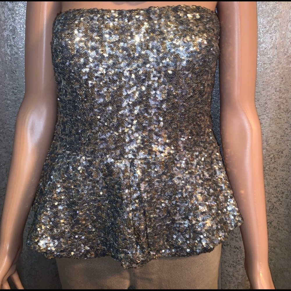 Zara s L strapless sequin top.